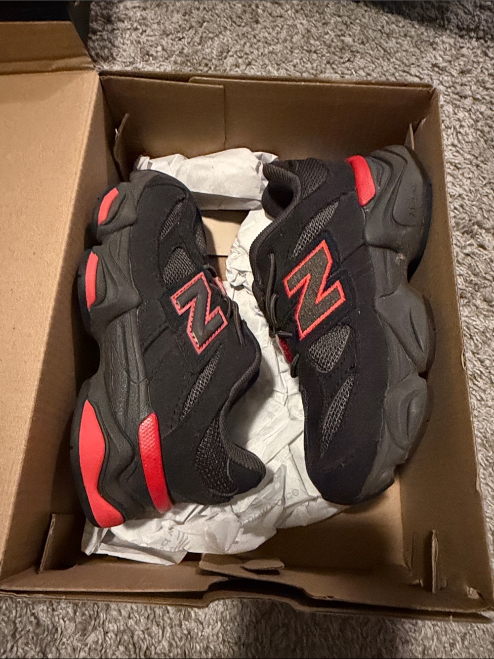 New Balance Kids Black and Red Athletic Sneakers